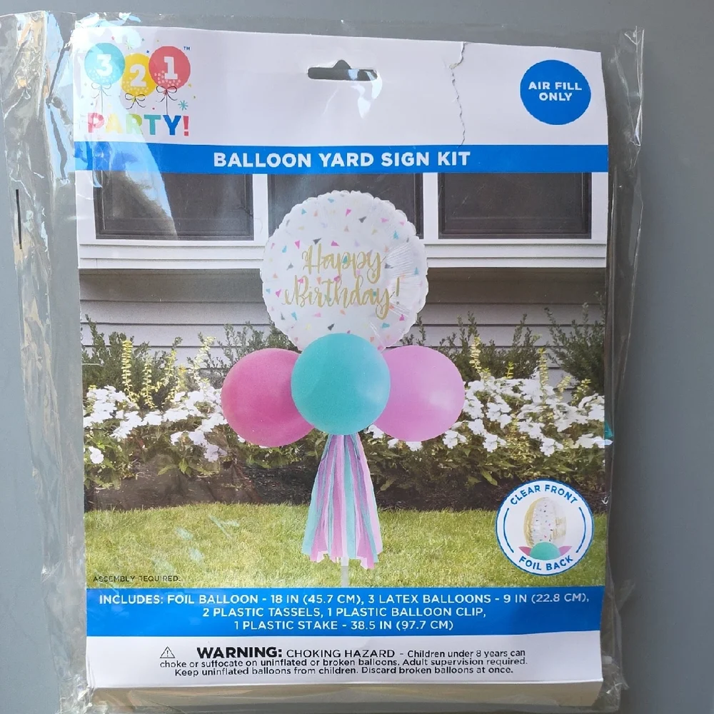 321 Party! Triangle Confetti Birthday Balloon Yard Sign Kit- Set of 2